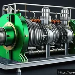 Home 23 스털링 엔진 원리 - A detailed cross-sectional illustration of a Stirling engine showing the cyclic compression and expa...