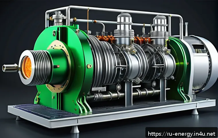 스털링 엔진 원리 - A detailed cross-sectional illustration of a Stirling engine showing the cyclic compression and expa...